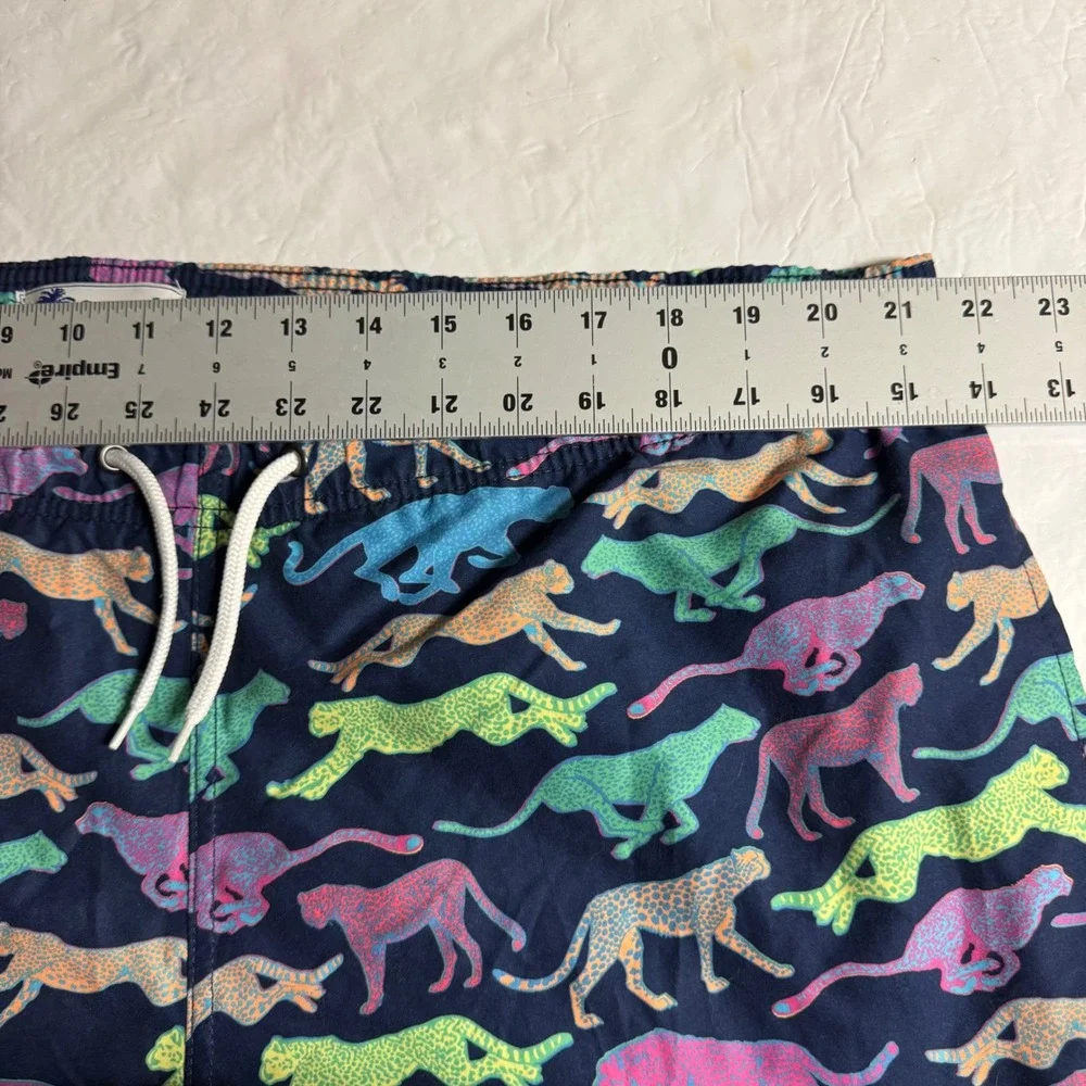 Trunks Surf Swim Co Mens XL Navy Neon Cheetah Print Board Shorts Swim Trunks